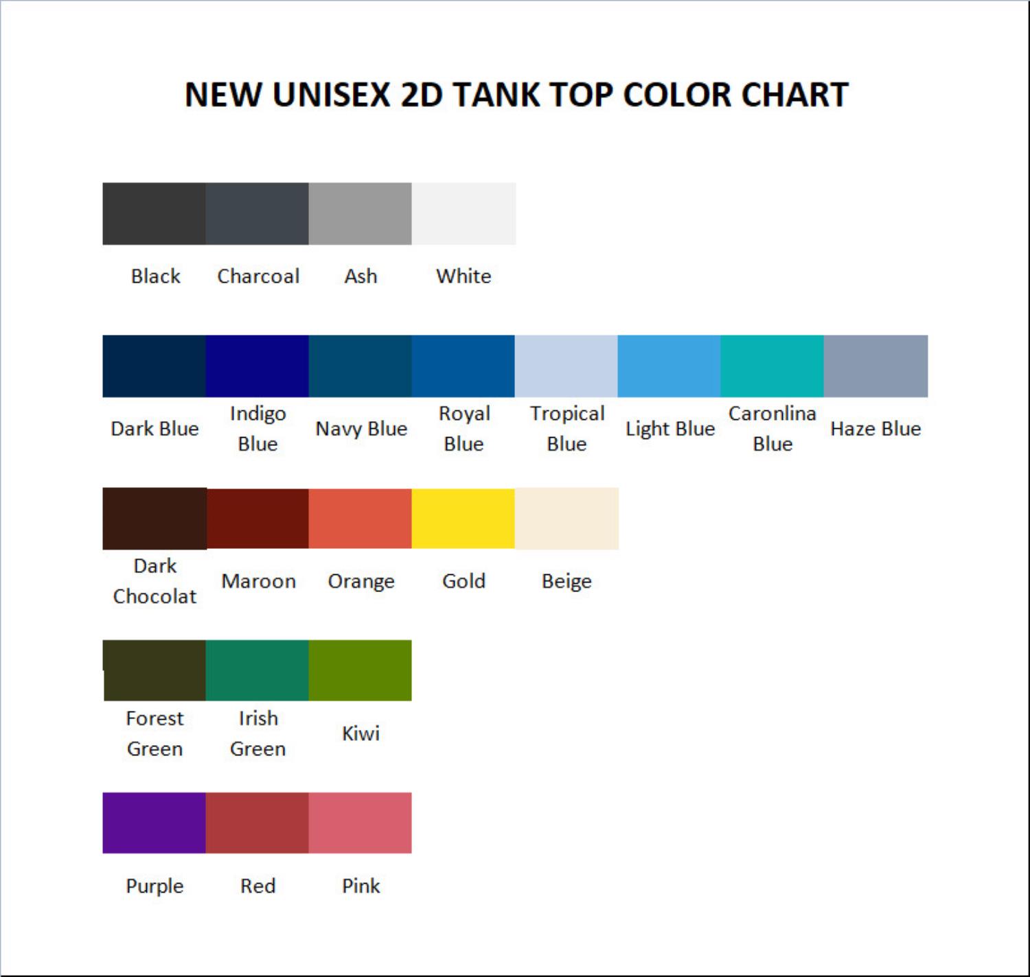 tank top color chart - Ranma 1/2 Merch