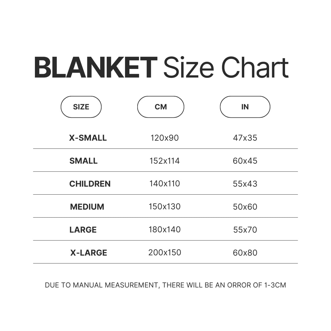 Blanket Size Chart - Ranma 1/2 Merch